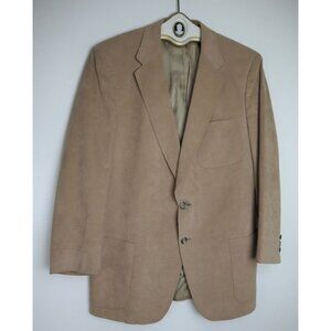 VINTAGE MEN'S BEIGE FAUX SUEDE BLAZER JACKET SPORT COAT - KINGSRIDGE - SIZE 42